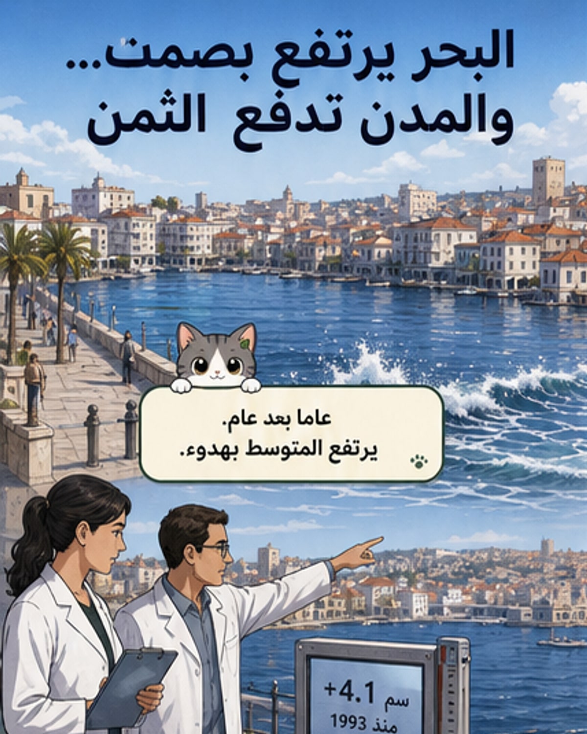 ارتفاع البحر المتوسط يهدد المدن الساحلية