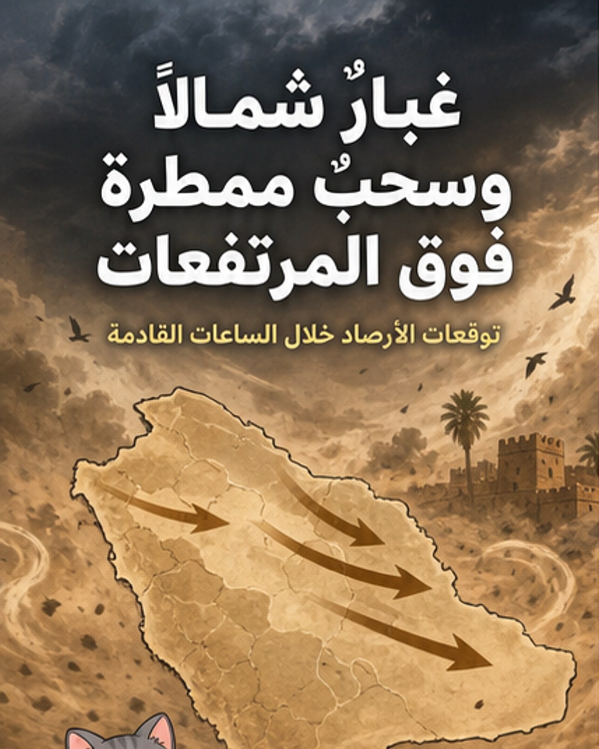 الأرصاد تحذر من سحب ممطرة ورعدية على هذه المناطق