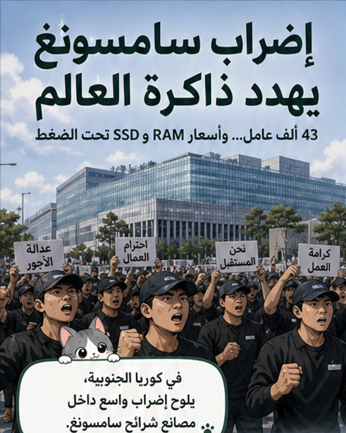 إضراب في سامسونج يهدد بارتفاع أسعار الذاكرة