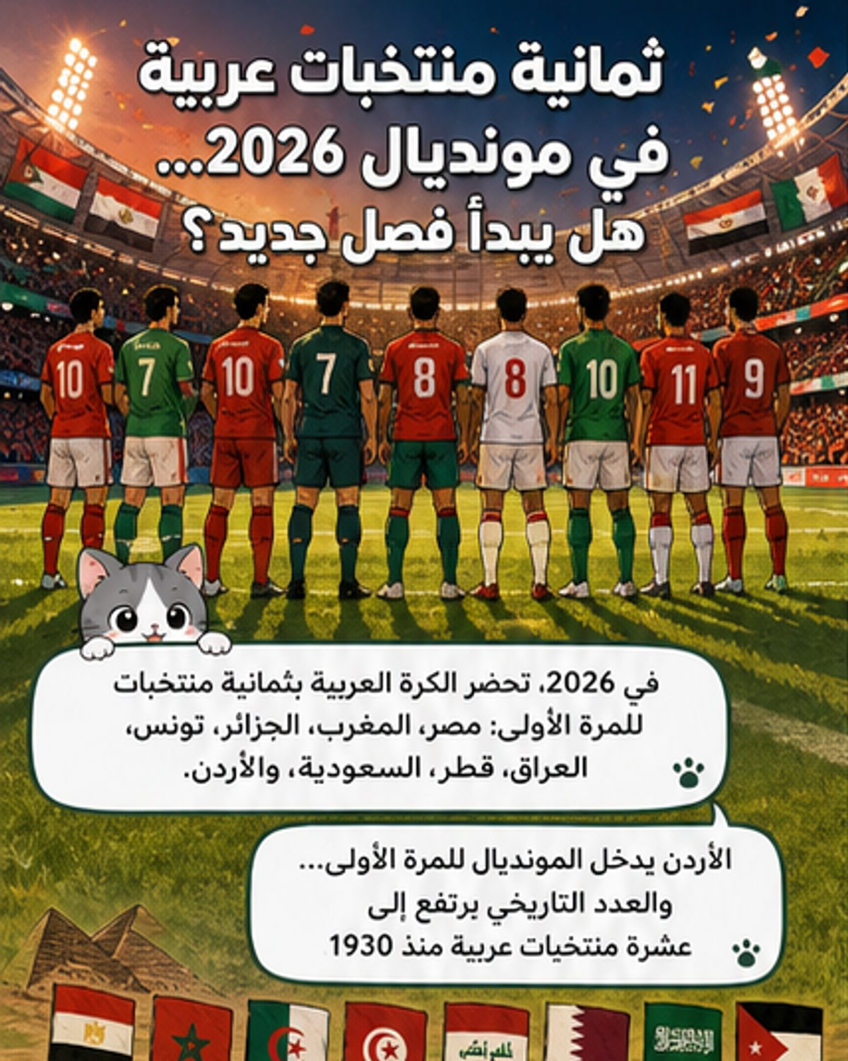 8 منتخبات عربية في مونديال 2026