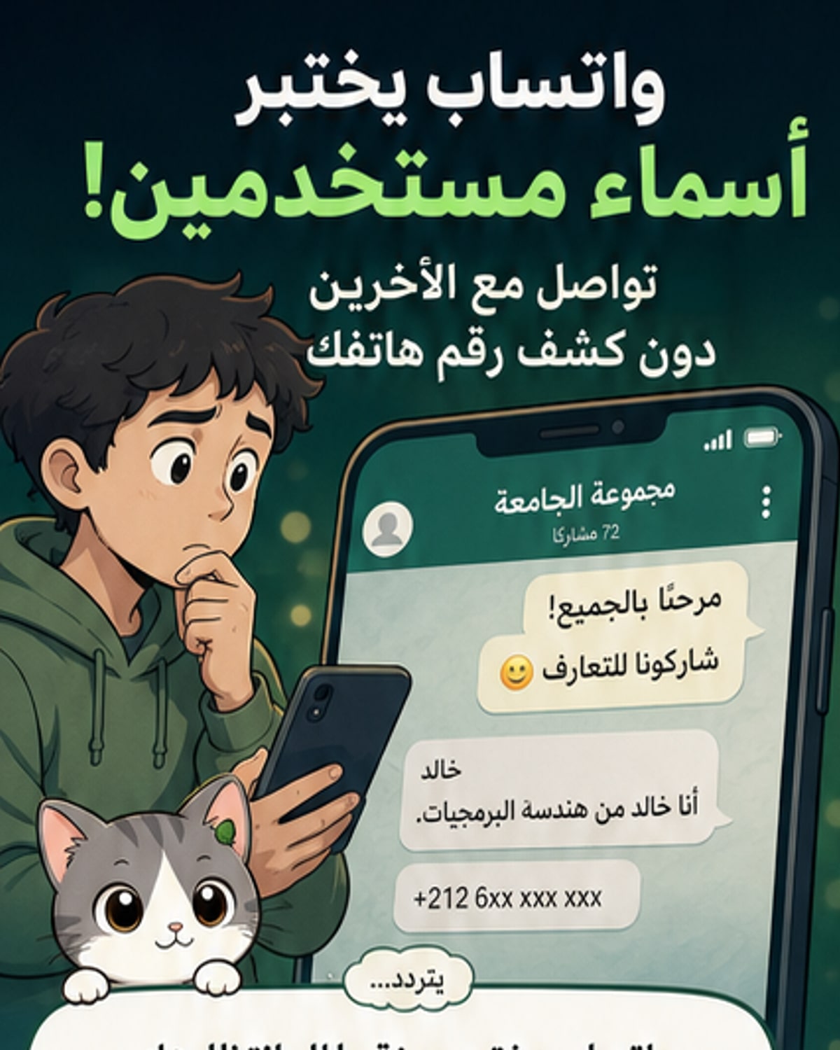 واتساب يختبر أسماء مستخدمين بديلاً عن الأرقام
