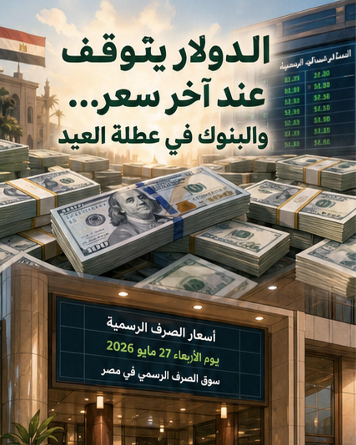 ثبات سعر الدولار أول أيام العيد