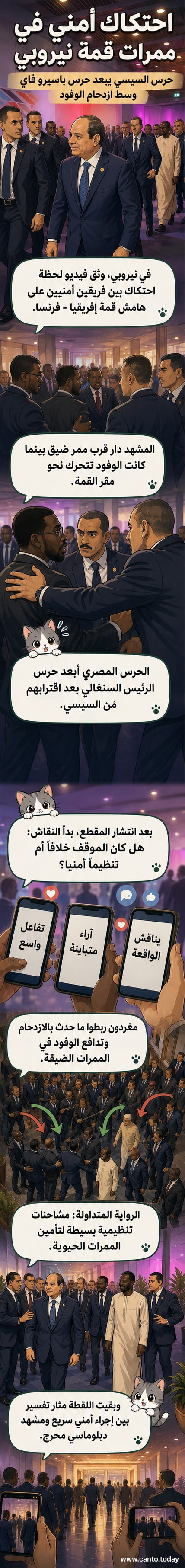 لقطة من مقطع فيديو تظهر تبادل دفع بين أفراد من الحرس الرئاسي المصري والسنغالي على هامش قمة في نيروبي.