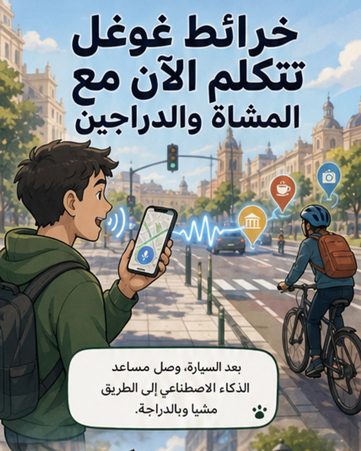 خرائط غوغل تتحدث مع المشاة والدراجين