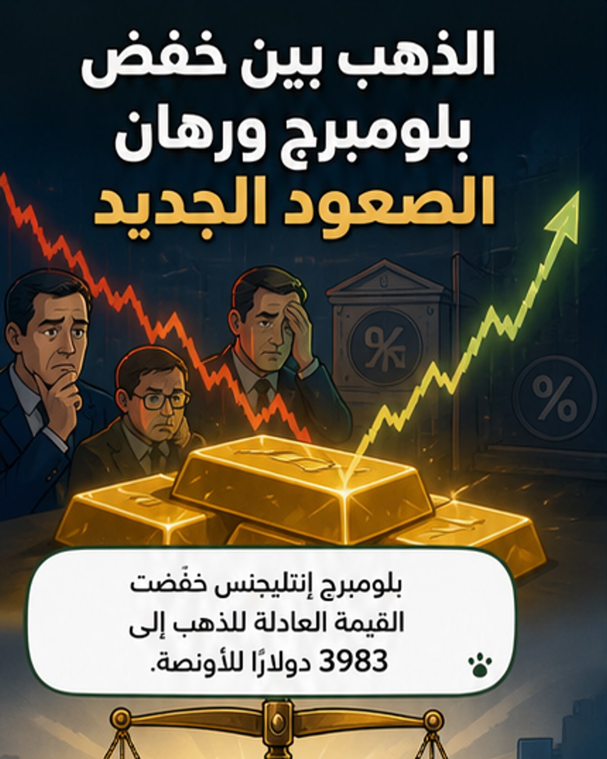 بلومبرج تخفض تقييم الذهب 4%
