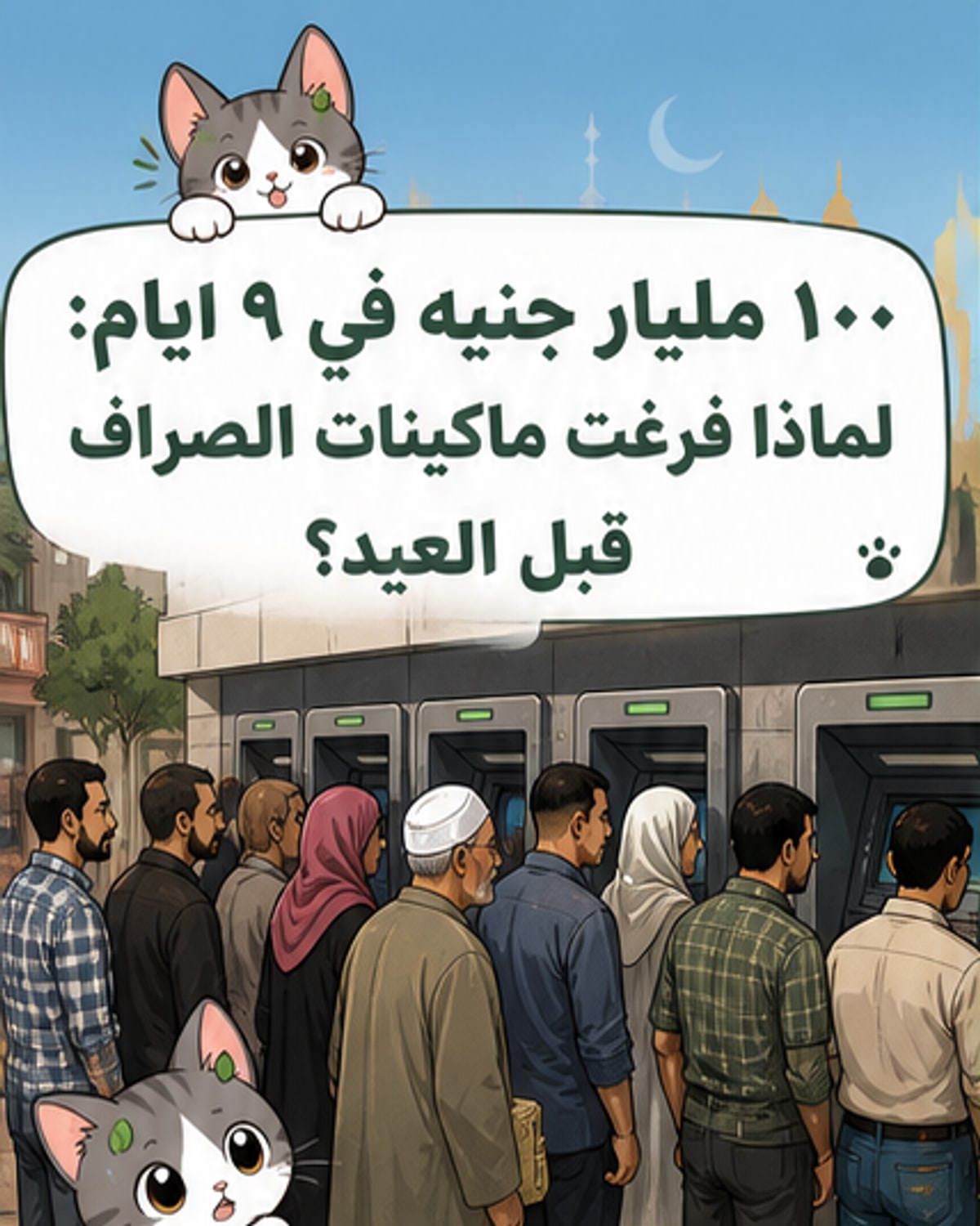 سحب 100 مليار جنيه قبل العيد يُفجّر أزمة ماكينات الصراف