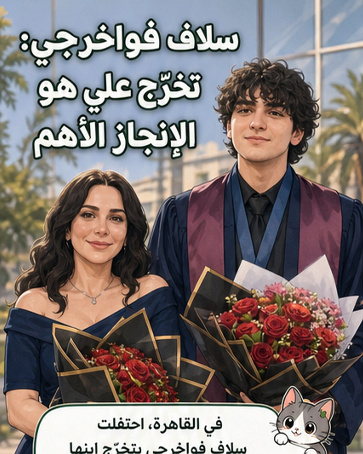 سلاف فواخرجي تحتفل بتخرج ابنها