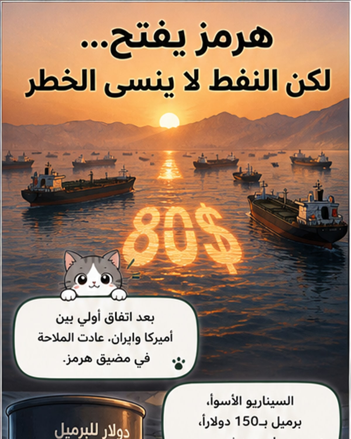 اتفاق أميركا وإيران يفتح هرمز.. والنفط عند 80 دولاراً