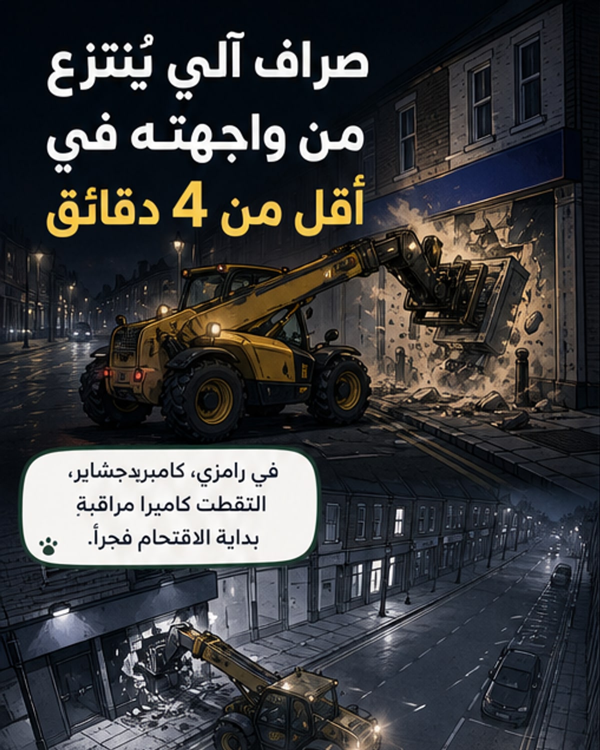 سرقة صراف آلي برافعة في 4 دقائق