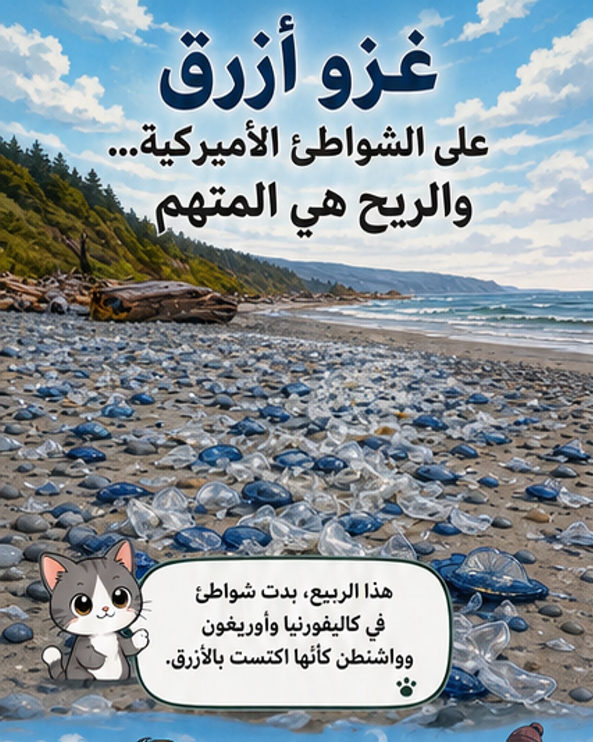 كائنات زرقاء تغزو الشواطئ الأمريكية