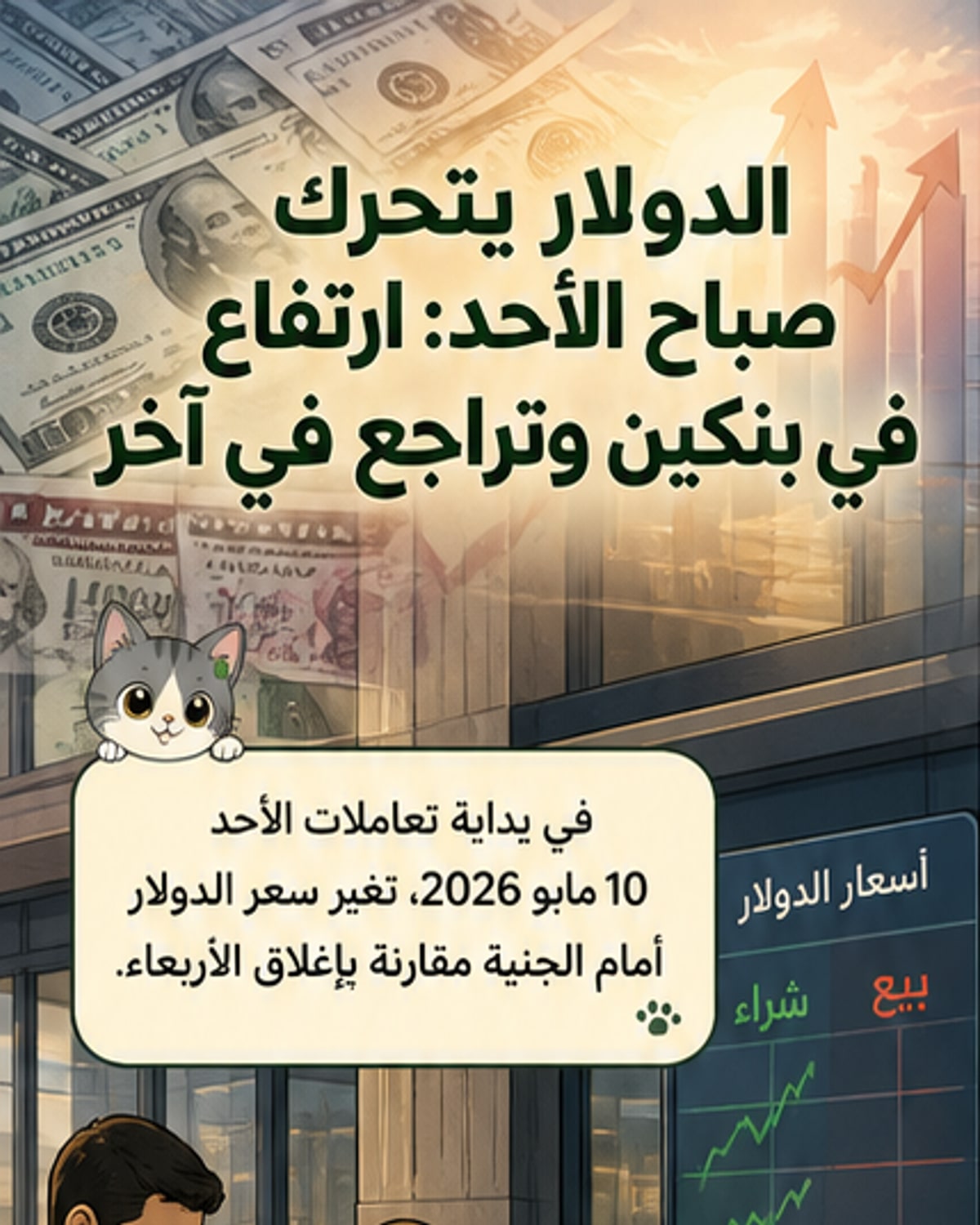 ارتفاع طفيف في سعر الدولار أمام الجنيه