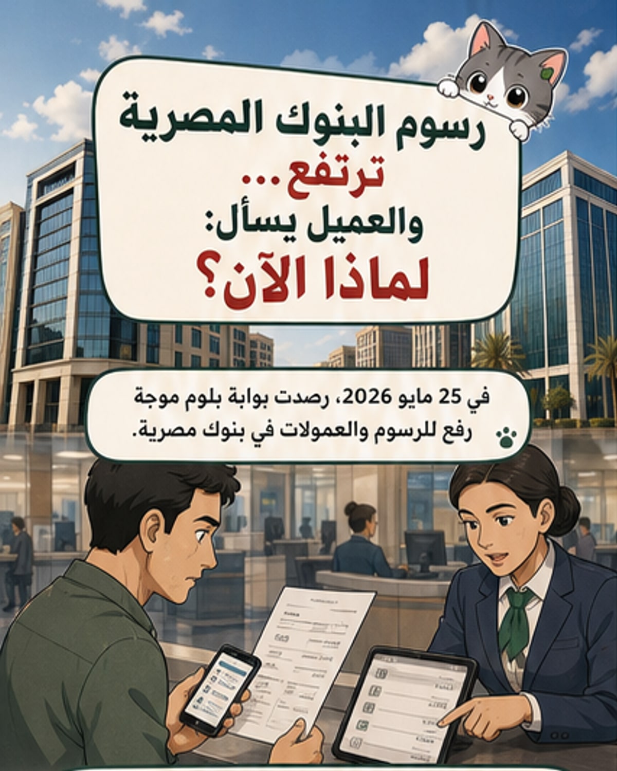 زيادة في رسوم الخدمات المصرفية بالبنوك المصرية