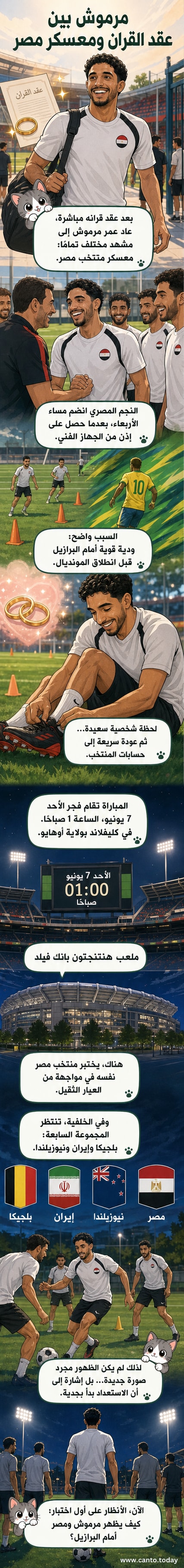 صورة تُظهر لاعب كرة القدم عمر مرموش أثناء وصوله إلى معسكر منتخب مصر، يرتدي ملابس رسمية، وسط حضور إعلامي وفريق دعم.