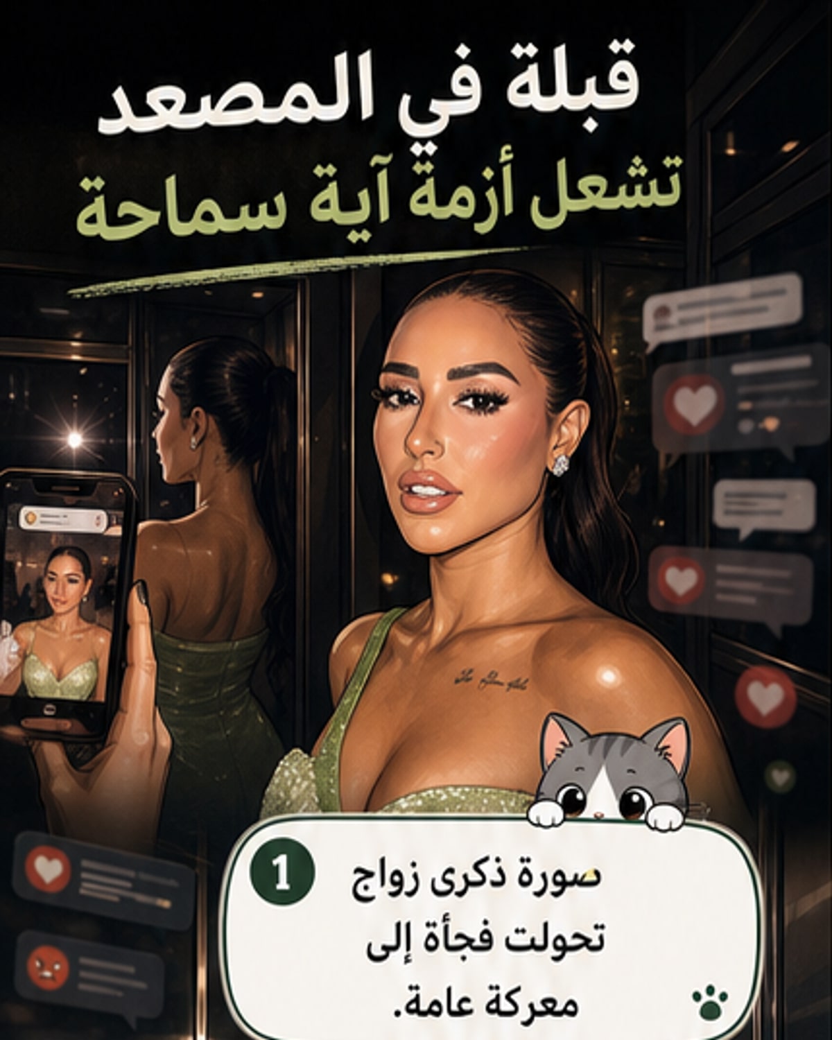 قبلة في المصعد تثير جدلاً واسعاً