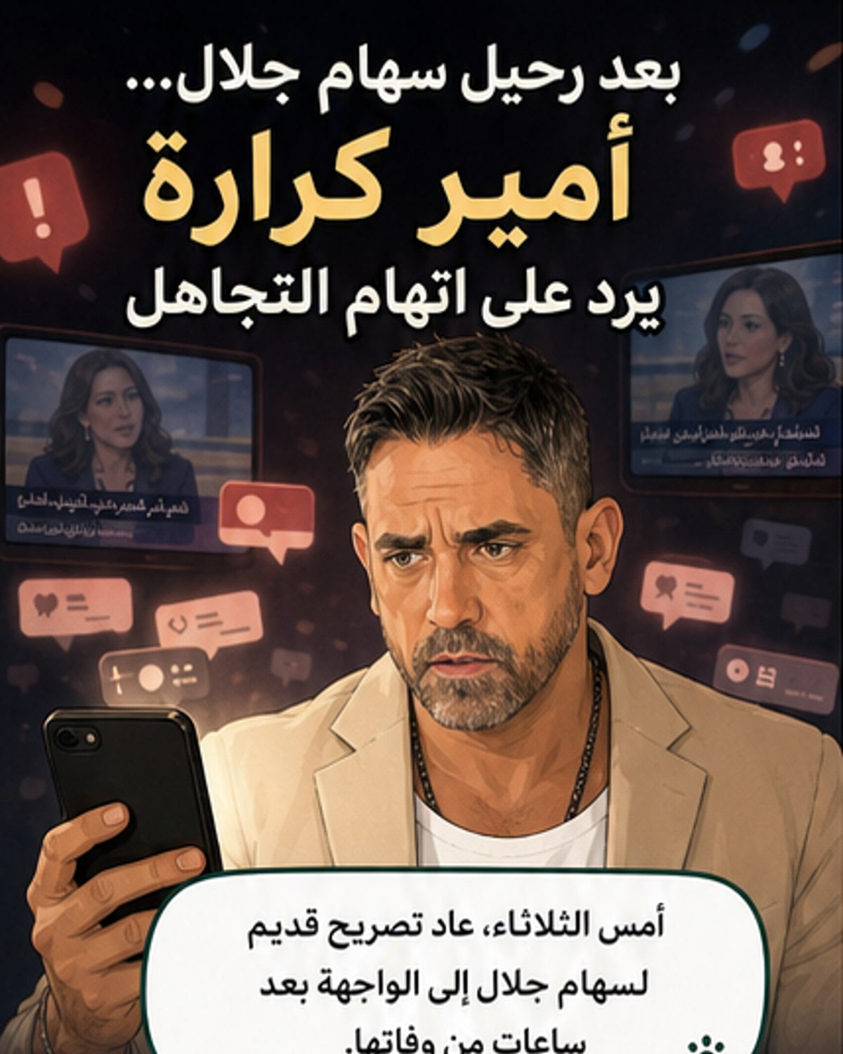 أمير كرارة يرد على اتهامات سهام جلال