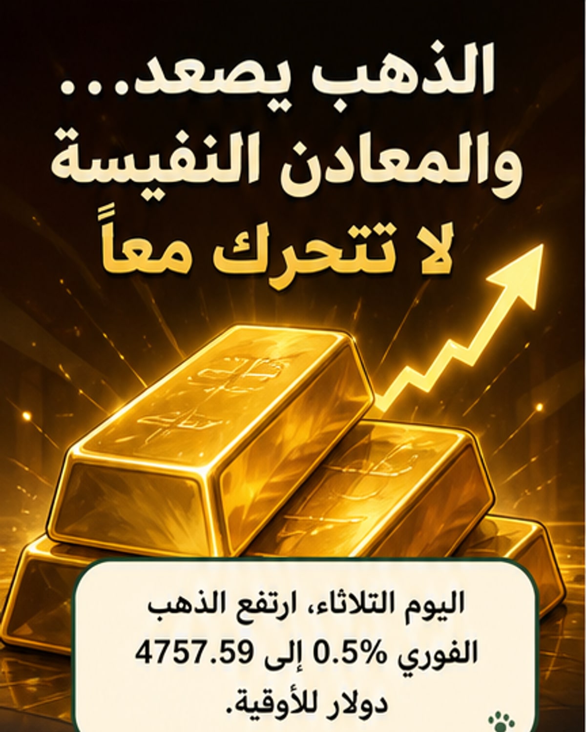 ارتفاع أسعار الذهب مع تباين أداء المعادن