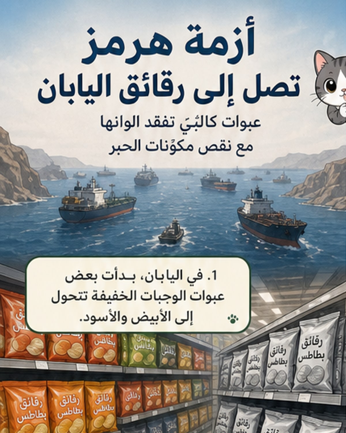 أزمة هرمز تُحوّل عبوات الوجبات إلى الأبيض والأسود