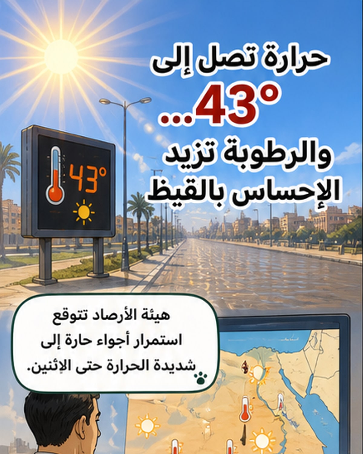 موجة حر تصل إلى 43 درجة في جنوب الصعيد
