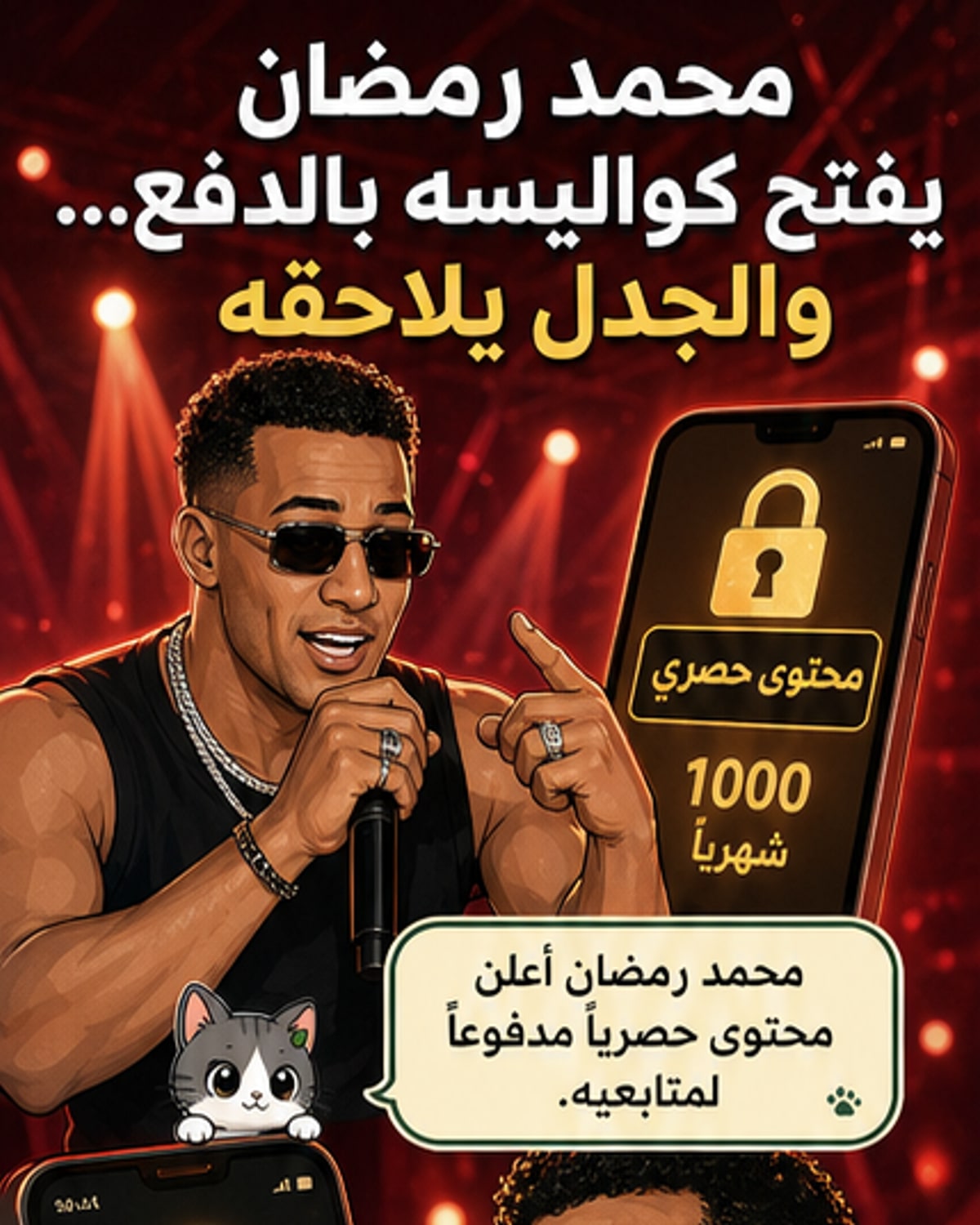 محمد رمضان يُطلق محتوى مدفوعًا بـ1000 جنيه