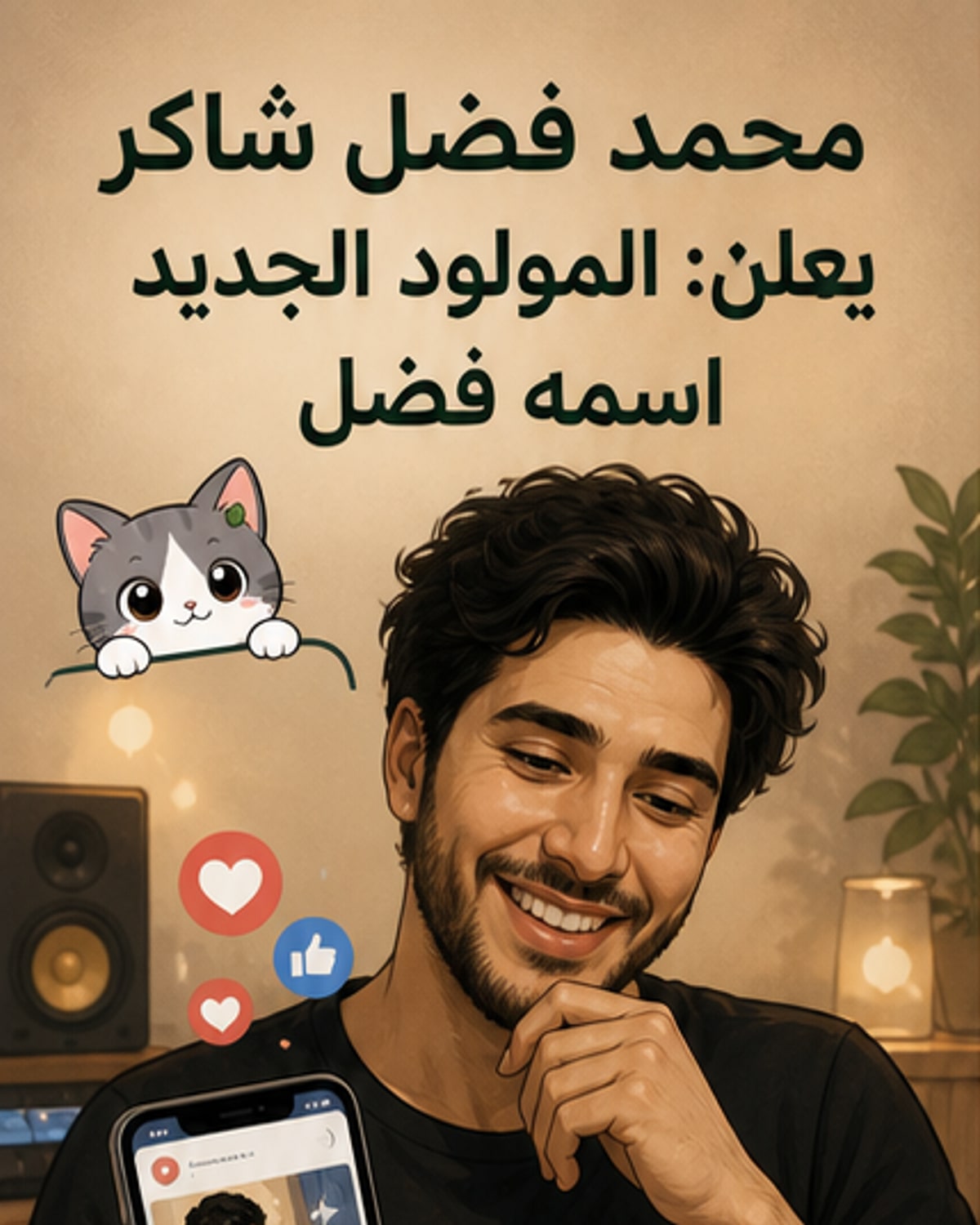 محمد فضل شاكر يرزق بمولود جديد