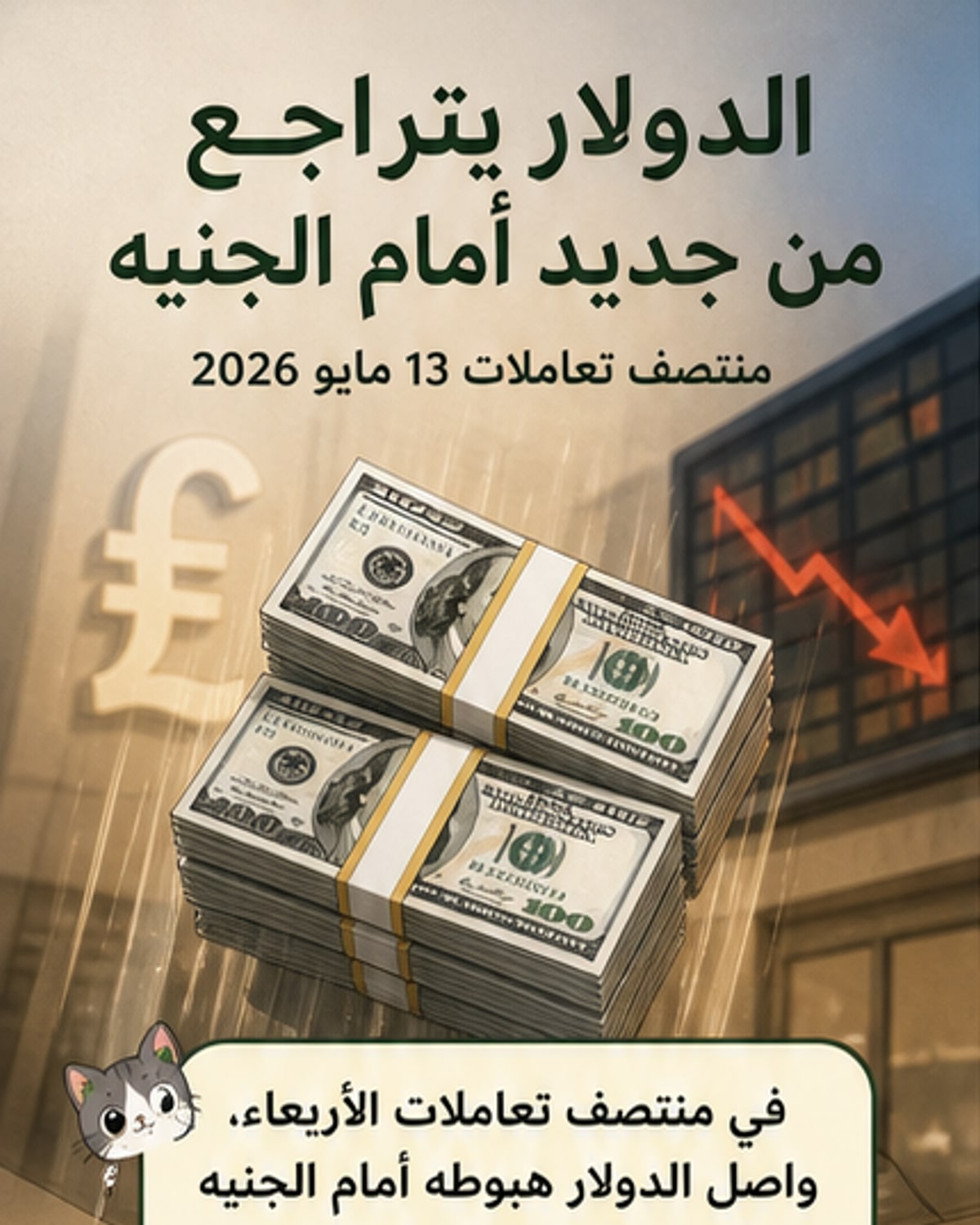 الدولار يتراجع أمام الجنيه مجددًا