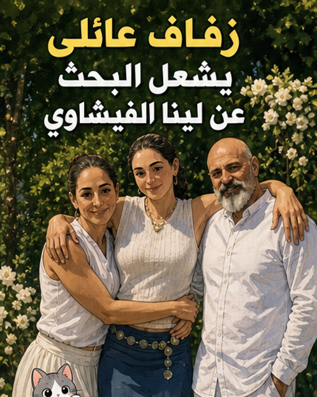 صورة من حفل زفاف تظهر هند الحناوي بجانب زوجها الجديد وابنتها لينا أحمد الفيشاوي