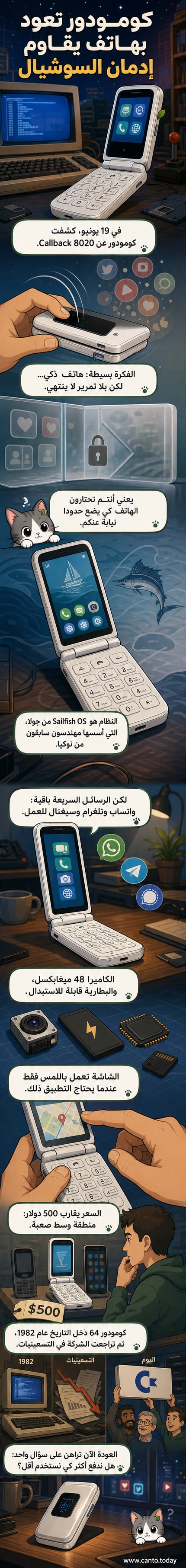 هاتف أخضر فاتح بتصميم قابل للطي، مع لوحة مفاتيح تقليدية وإضاءة LED زرقاء حول الشاشة، مستوحى من هواتف التسعينيات
