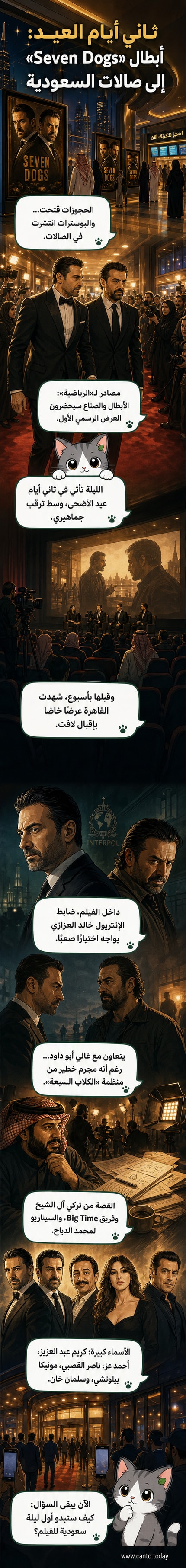 بوستر فيلم 'Seven Dogs' مع صور النجوم كريم عبد العزيز، أحمد عز، ناصر القصبي، مونيكا بيلوتشي وسلمان خان، في عرضه الأول بالسعودية