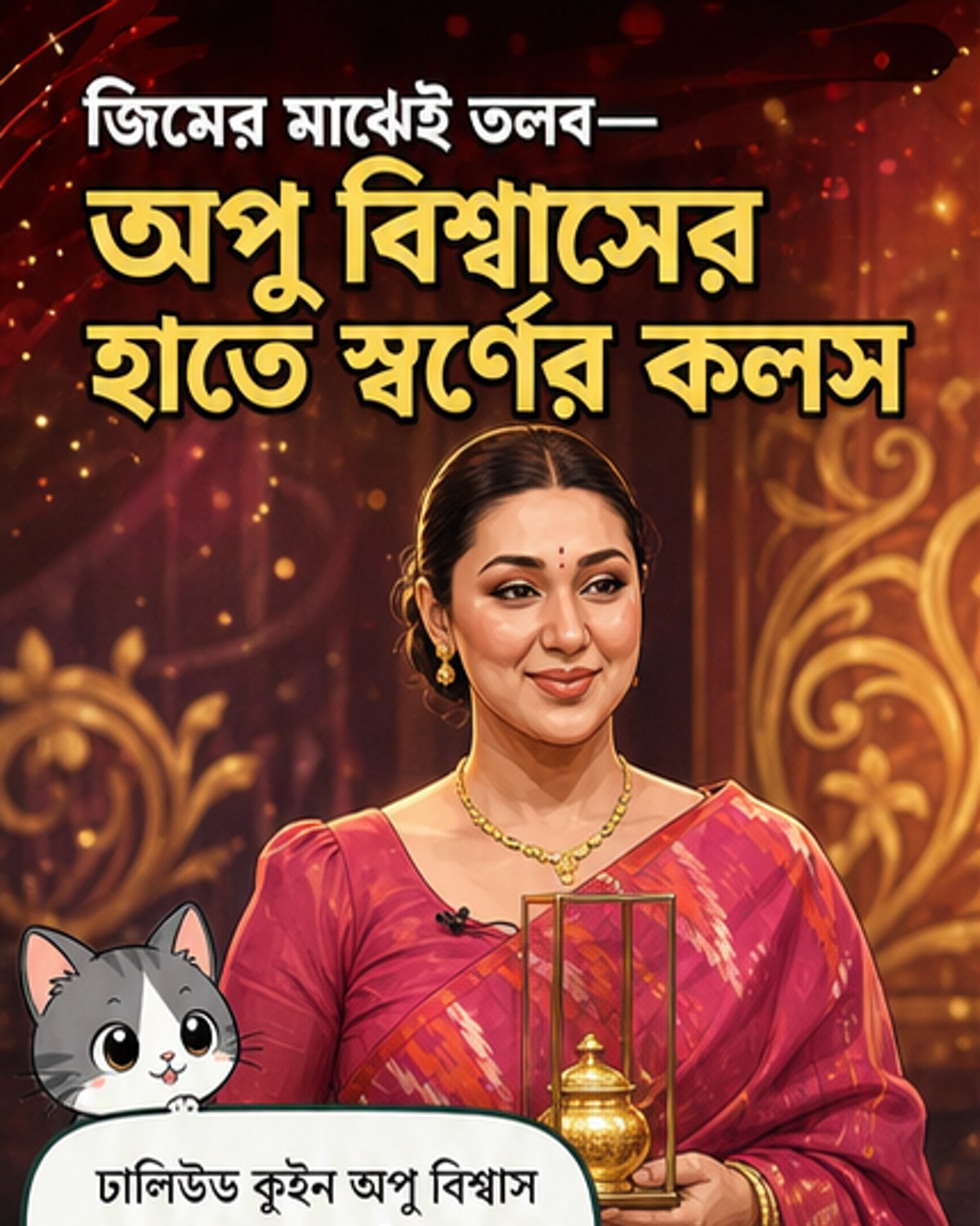 অপু বিশ্বাসের হাতে স্বর্ণের কলস