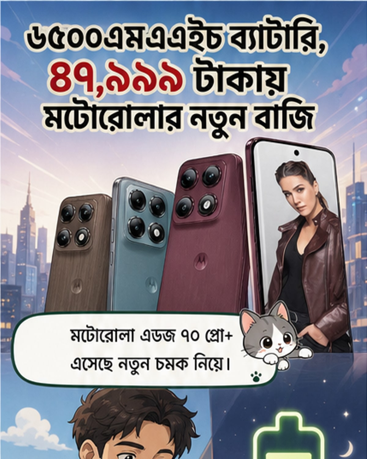 মটোরোলা এডজ ৭০ প্রো+: ৬৫০০এমএএইচ ব্যাটারি, এআই ফিচার