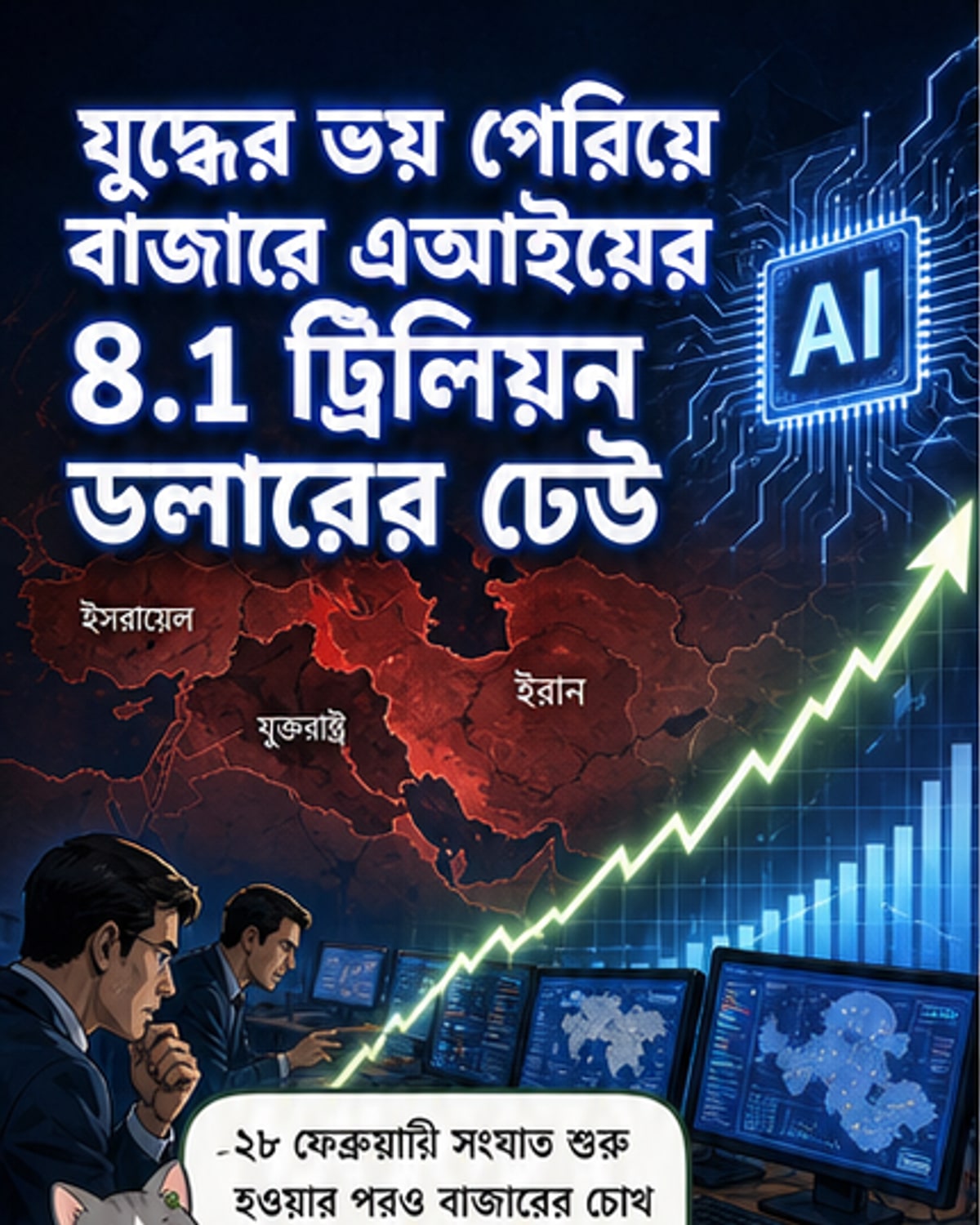 মধ্যপ্রাচ্যে উত্তেজনা সত্ত্বেও এআইয়ের বাজারে ৪.১ ট্রিলিয়ন ডলার
