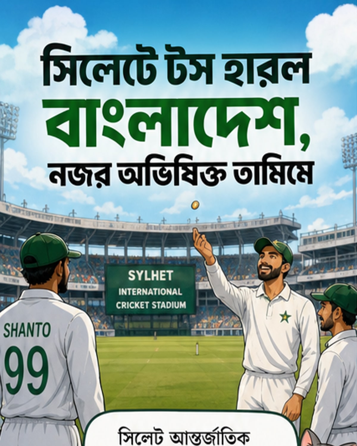 পাকিস্তানের বিপক্ষে টস হেরে ব্যাটিংয়ে বাংলাদেশ