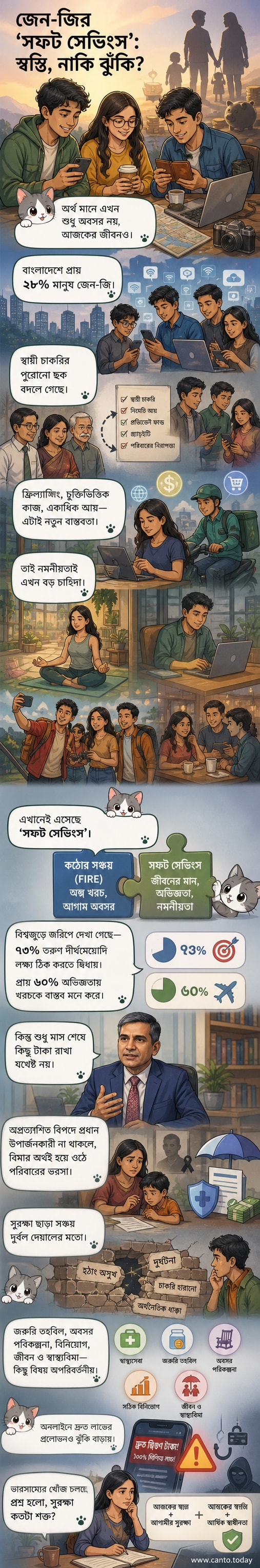 একটি তরুণ ব্যক্তি মোবাইল ফোনে বাজেট চেক করছে, পেছনে শহরের দৃশ্য। কাছে একটি ট্রাভেল ব্যাকপ্যাক ও ক্রেডিট কার্ড।