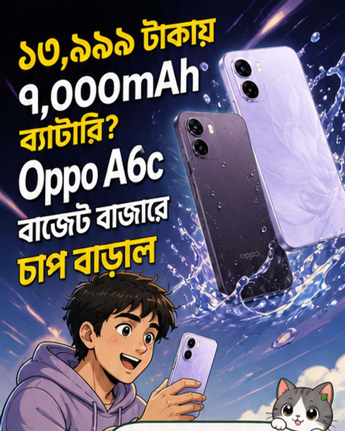 অপোর নতুন বাজেট ফোনে ৭,০০০mAh ব্যাটারি
