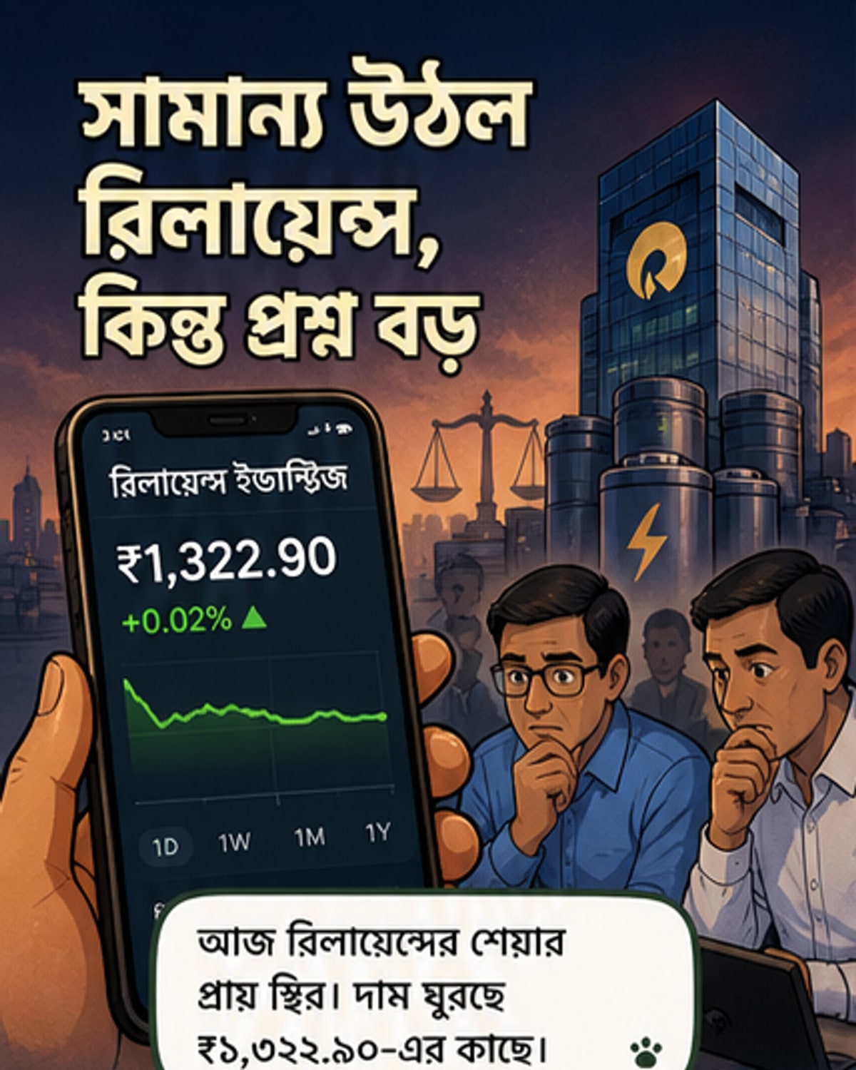 রিলায়েন্সের শেয়ারে সামান্য উল্লেখযোগ্য ব্যাটারি আলোচনা