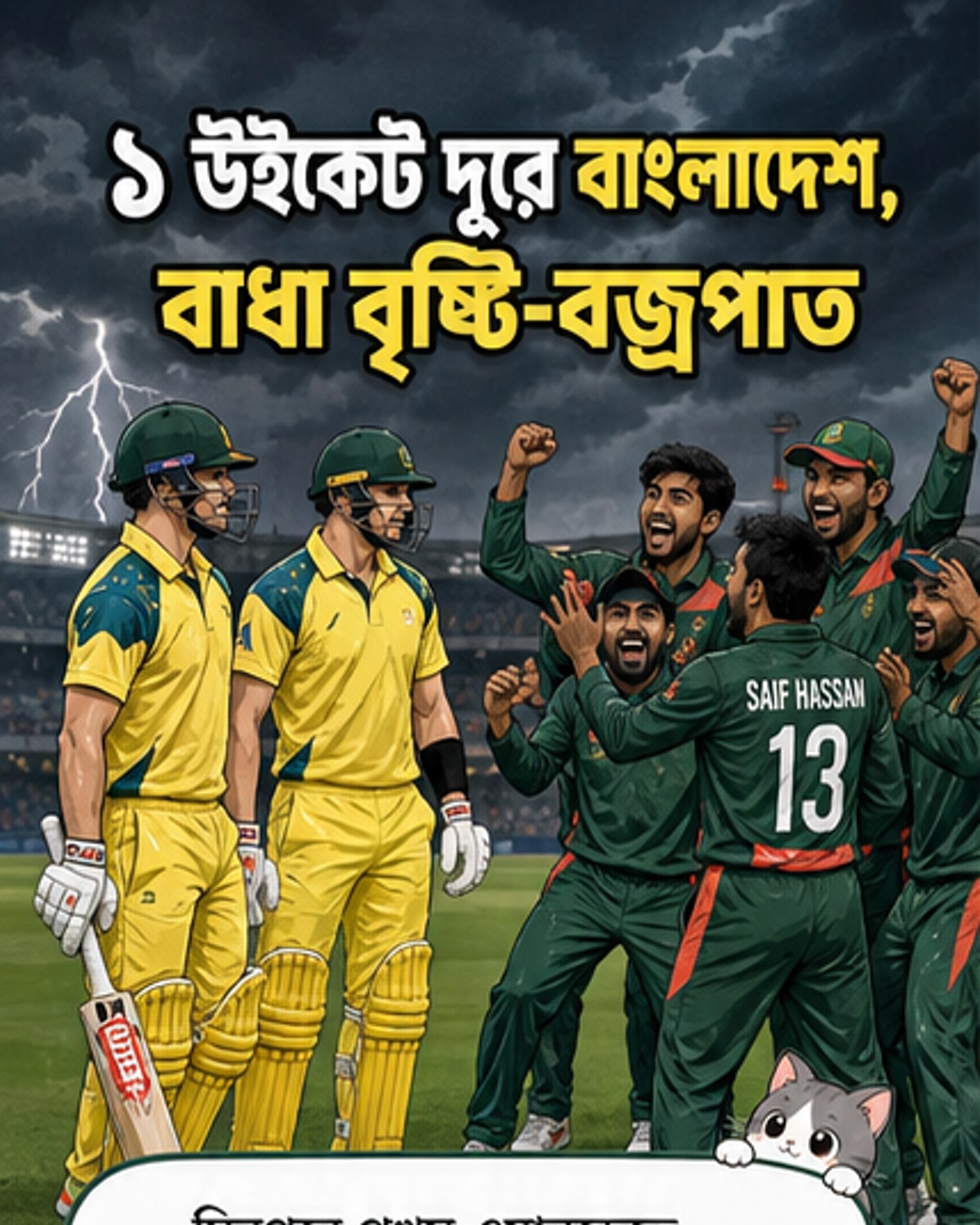 বৃষ্টির কারণে ম্যাচ স্থগিত, জয়ের অপেক্ষায় বাংলাদেশ