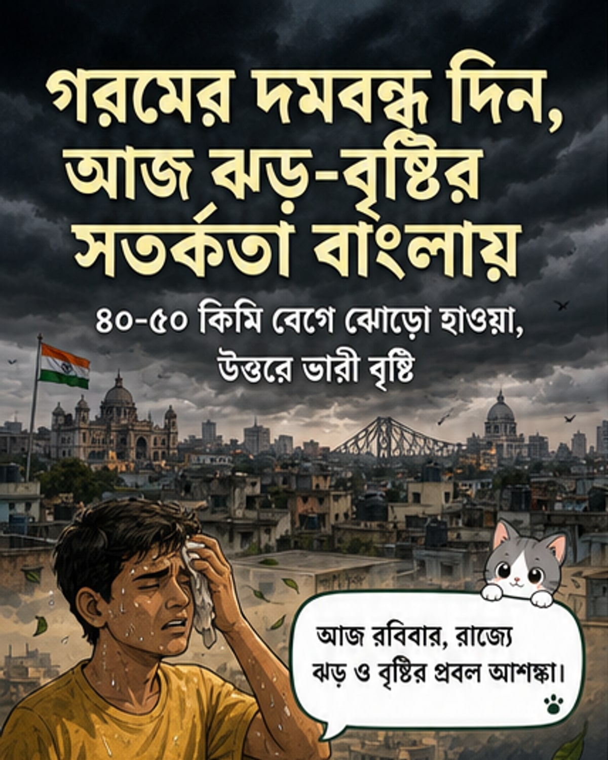 উত্তরবঙ্গে অতিভারী বৃষ্টি, দক্ষিণে ঝড়-বজ্রপাত