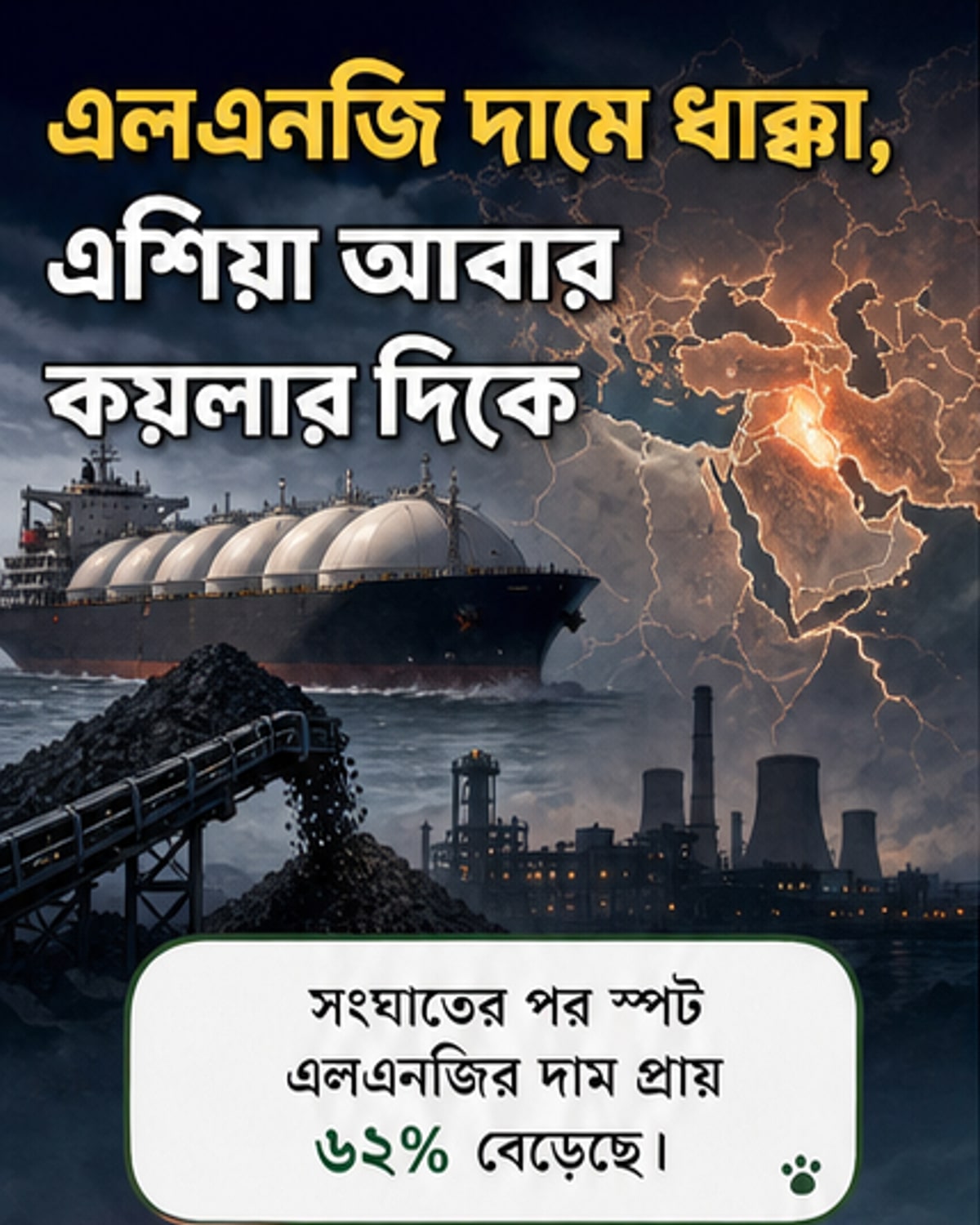 এলএনজির দাম ৬২% বেড়েছে
