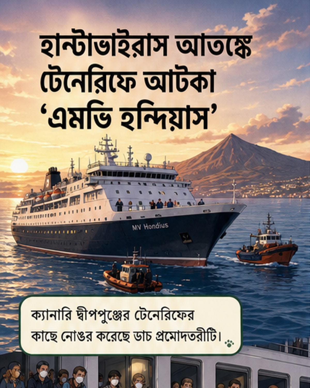 হান্টাভাইরাসে আক্রান্ত প্রমোদতরী থেকে যাত্রী উদ্ধার