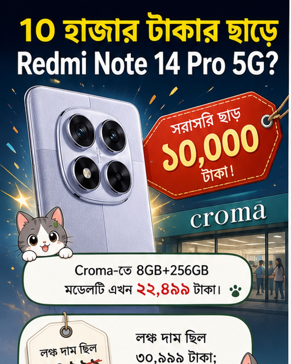 Redmi 14 Pro 5G-এ 10,000 টাকা ছাড়