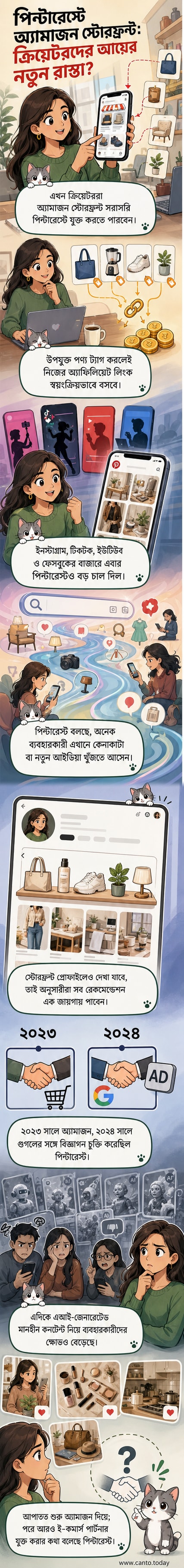 পিন্টারেস্ট এবং অ্যামাজনের লোগো সহ ক্রিয়েটরদের জন্য নতুন স্টোরফ্রন্ট সংযোগের চিত্র