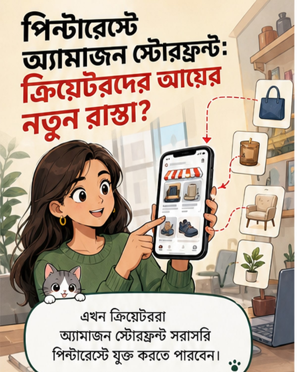 পিন্টারেস্ট এবং অ্যামাজনের লোগো সহ ক্রিয়েটরদের জন্য নতুন স্টোরফ্রন্ট সংযোগের চিত্র