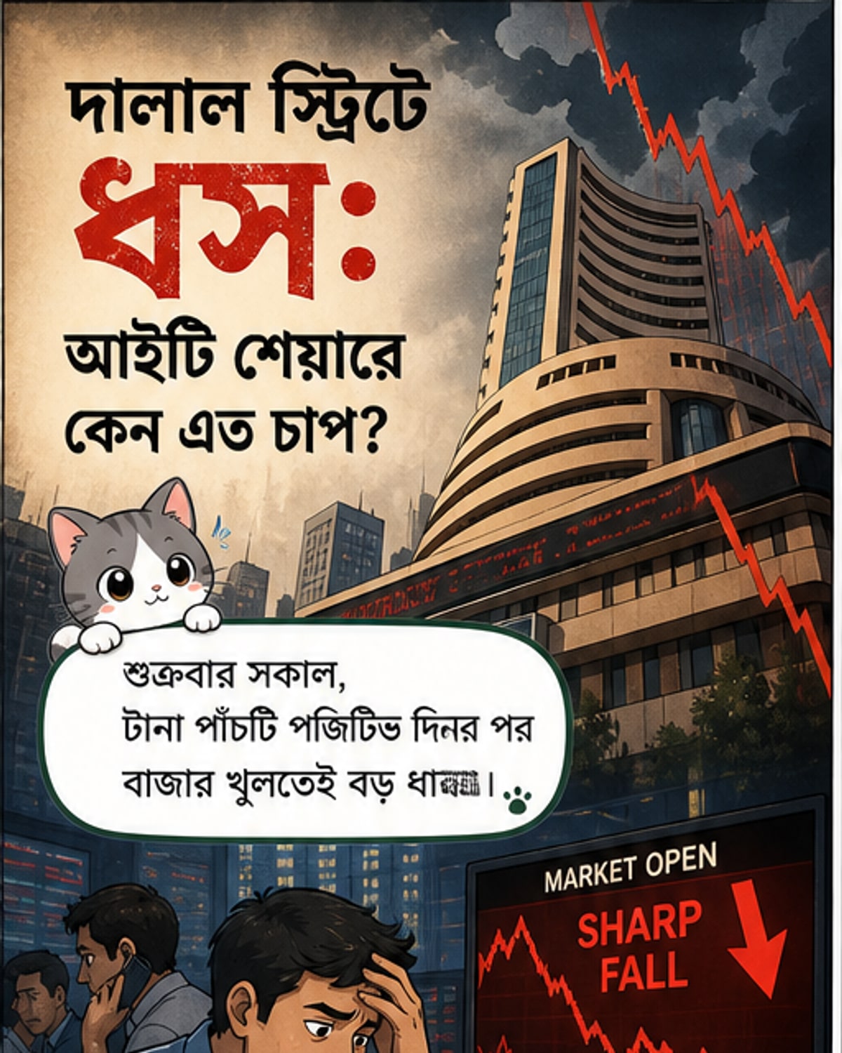 দালাল স্ট্রিটে ধস, ১.৩৫ লাখ কোটি টাকা ডুবে