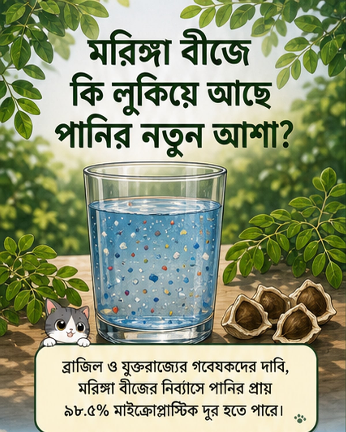 মরিঙ্গা বীজে পানির ৯৮.৫% মাইক্রোপ্লাস্টিক দূর