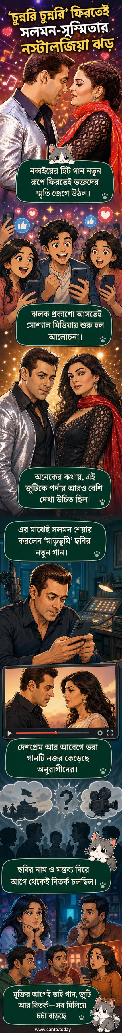 সলমন খান ও সুস্মিতা সেন নতুন ভার্সনের 'চুন্নরি চুন্নরি' গানের শুটিংয়ে, পটভূমিতে রঙিন সাজসজ্জা ও নৃত্যশিল্পী।
