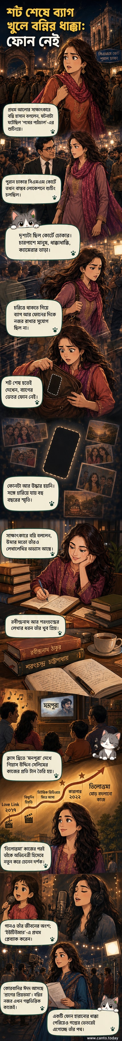 বন্নি হাসান উমা চরিত্রে অভিনয় করছেন, পেছনে পুরান ঢাকার দৃশ্য।