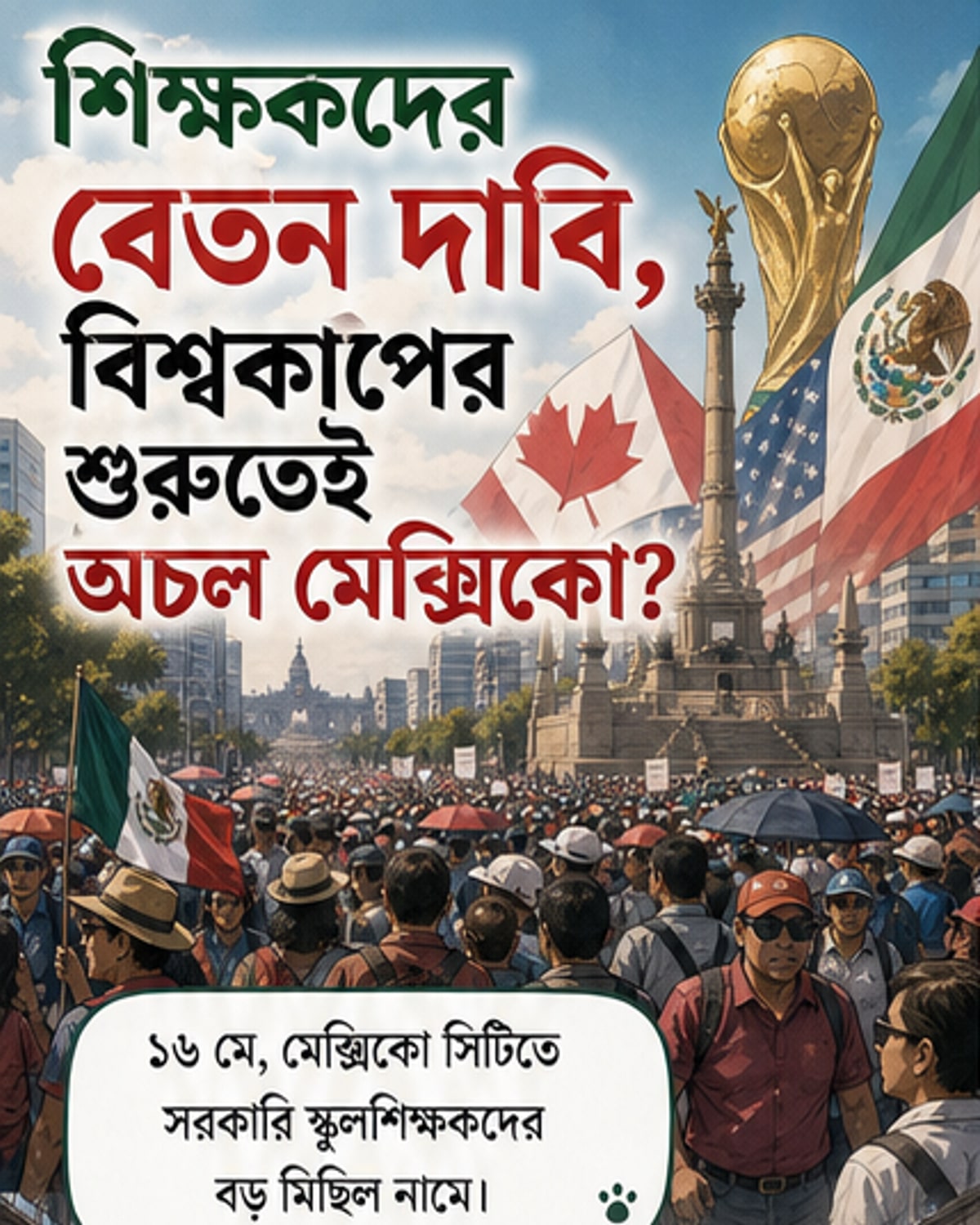 বিশ্বকাপের আগেই শিক্ষকদের আন্দোলন
