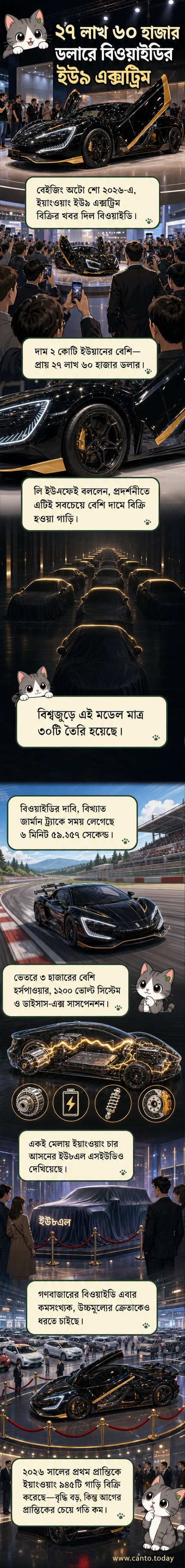 বিওয়াইডি ইয়াংওয়াং ইউ৯ এক্সট্রিম সুপারকার, একটি লাল ও কালো রঙের বিদ্যুৎচালিত সুপারকার বেইজিং অটো শোতে প্রদর্শিত হচ্ছে।