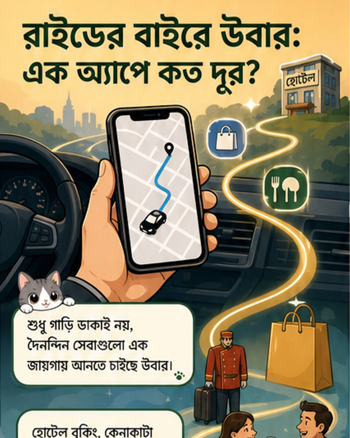 উবার এখন শুধু গাড়ি নয়, হোটেল থেকে কেনাকাটা সবই