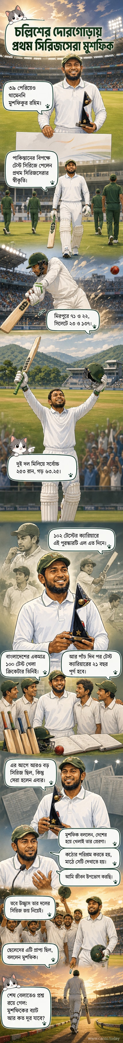 মুশফিকুর রহিম ব্যাট হাতে মাঠে দাঁড়িয়ে আছেন, পেছনে ভক্তদের ভিড়।